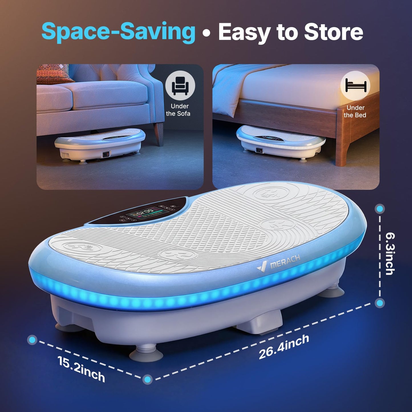 MERACH Vibration Plate Exercise Machine, 4D Whole Body Workout Vibrating Platform for Lymphatic Drainage Weight Loss Muscle Activation, Home Fitness Equipment with Bluetooth Light Pull Cord