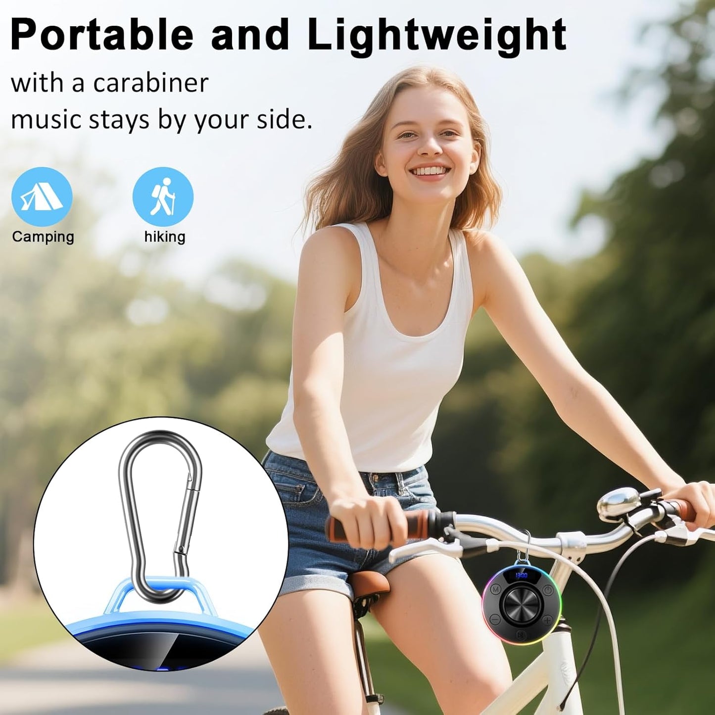 Dyurwa IPX7 Speakers Bluetooth Wireless, Shower Speaker with Lights, Waterproof Bluetooth Speakers with Suction Cup