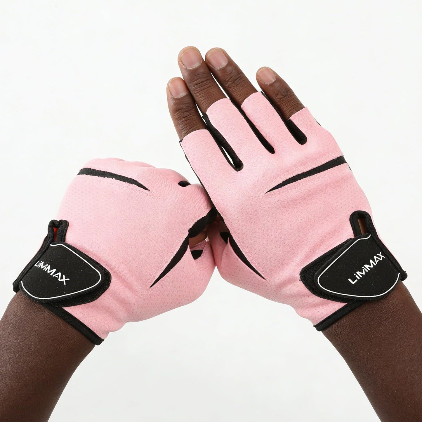 LiMiMAX Workout Gloves for Women & Men, Breathable Half Finger Gym Gloves with Non-Slip Padded Palm, Lightweight Fitness Gloves for Weight Lifting, Cycling, Crossfit, Training, Pink