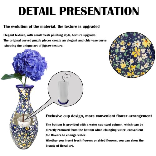 3D Puzzle Vase Unique Flower Vase for Adults Made by 160 Curved Plastic Puzzle Pieces, Vases for Flower Home and Office Decor