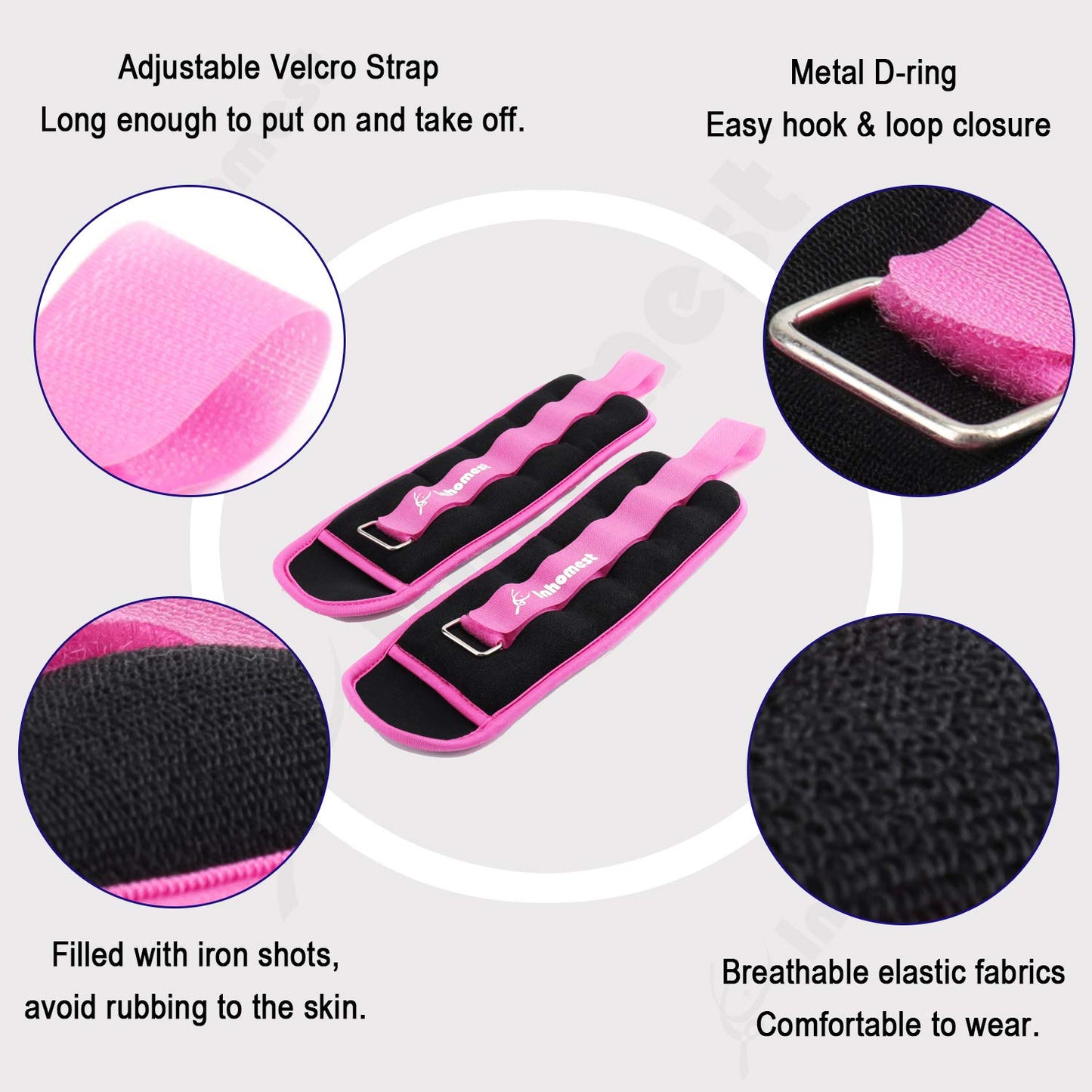 Inhomest Ankle Weights, 1.5 LB 1 Pair Purple Wrist Arm Leg Weights for Women Men Kids for Strength Training, Jogging, Gym Workout, Aerobics, Physical Therapy (Purple - 3 lbs Pair)