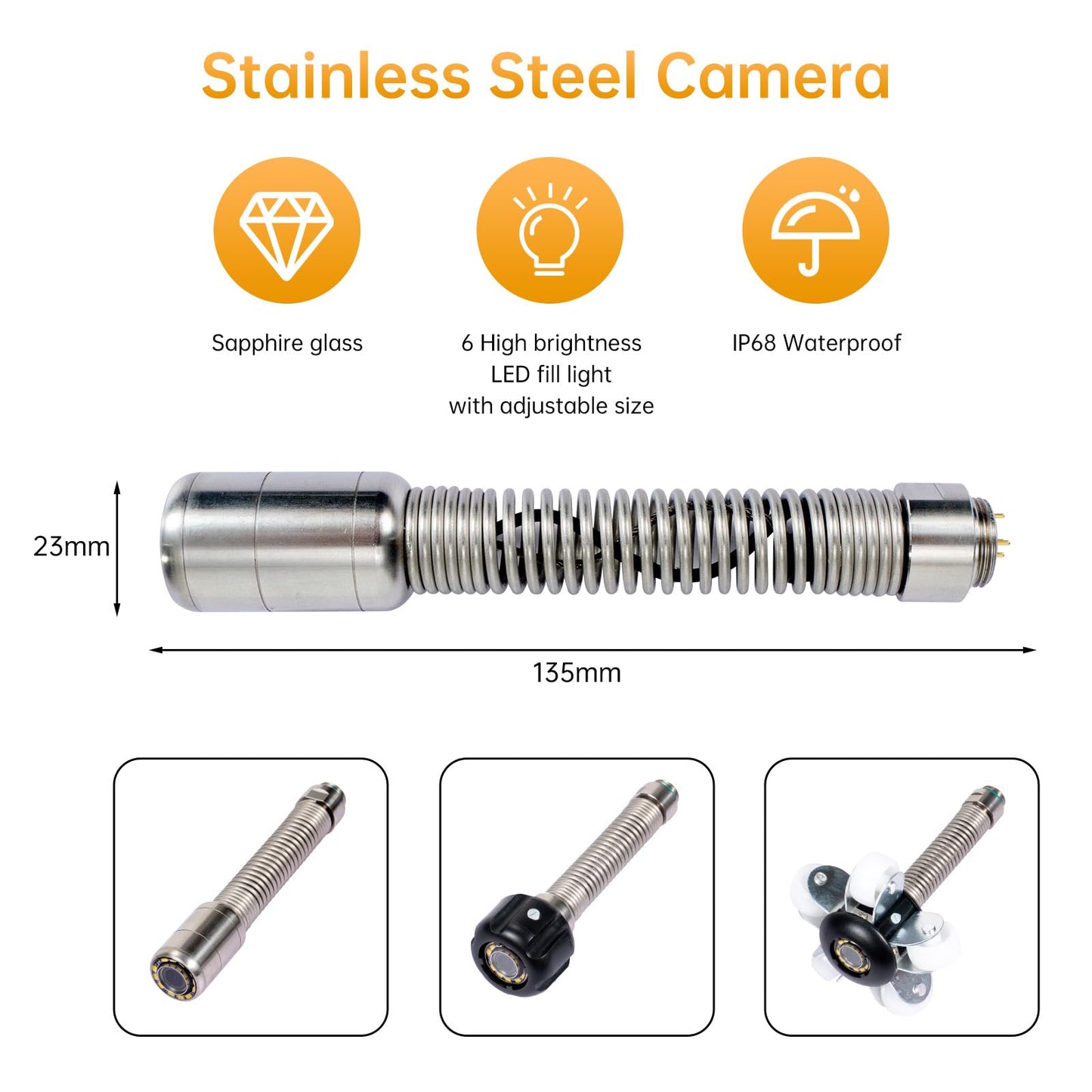 SYANSPAN Sewer Camera 66ft,Drain Pipe Camera HD 4.3in Screen DVR 17MM Plumbing Snake Borescope with 12pcs LEDs Light, IP68 Sewer Inspection borescopes for Plumber(66ft/20M)