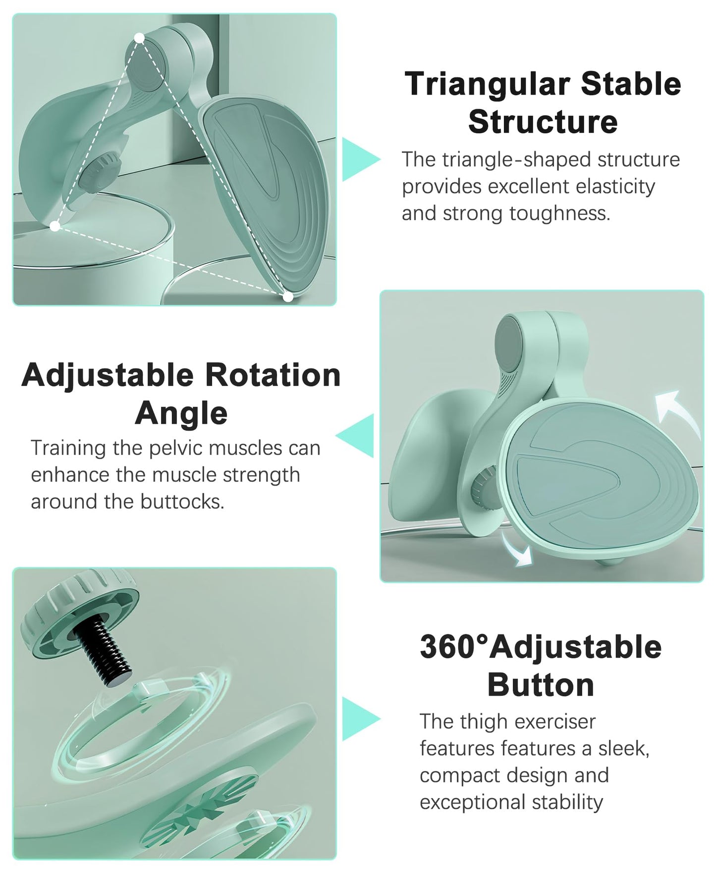 Kegel Exerciser, Pelvic Floor Muscle Exercise Devices for Women, Inner Thigh Exerciser Leg Workout Equipment Thigh Trainer for Male Hip Trimmer Inner Thigh Toner Workout (LightGreen)