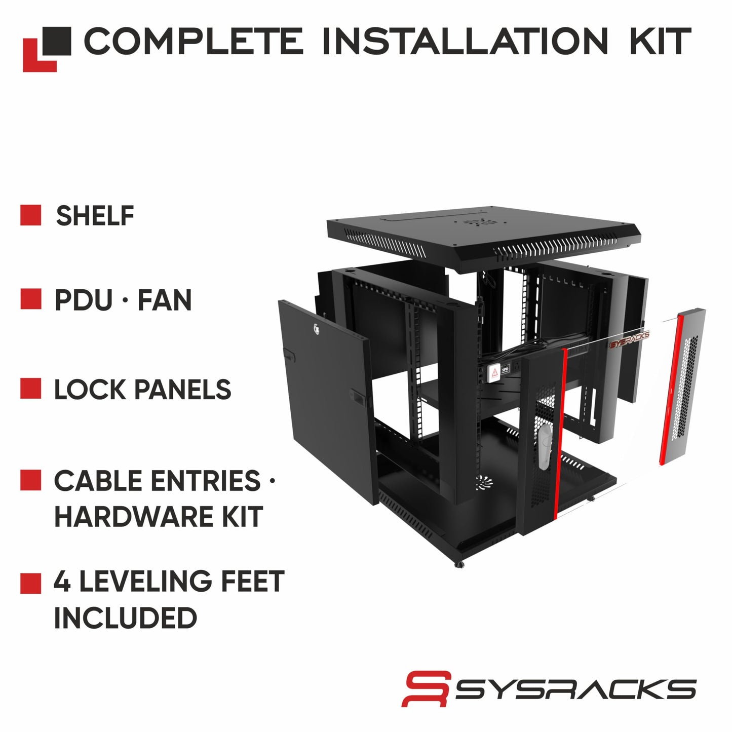 12U Wall Mount Server Rack Cabinet – 19" Network Rack Enclosure, 24" Deep Data Rack Cabinet with Fan, PDU & Shelf for IT Equipment, Switches and Patch Panel