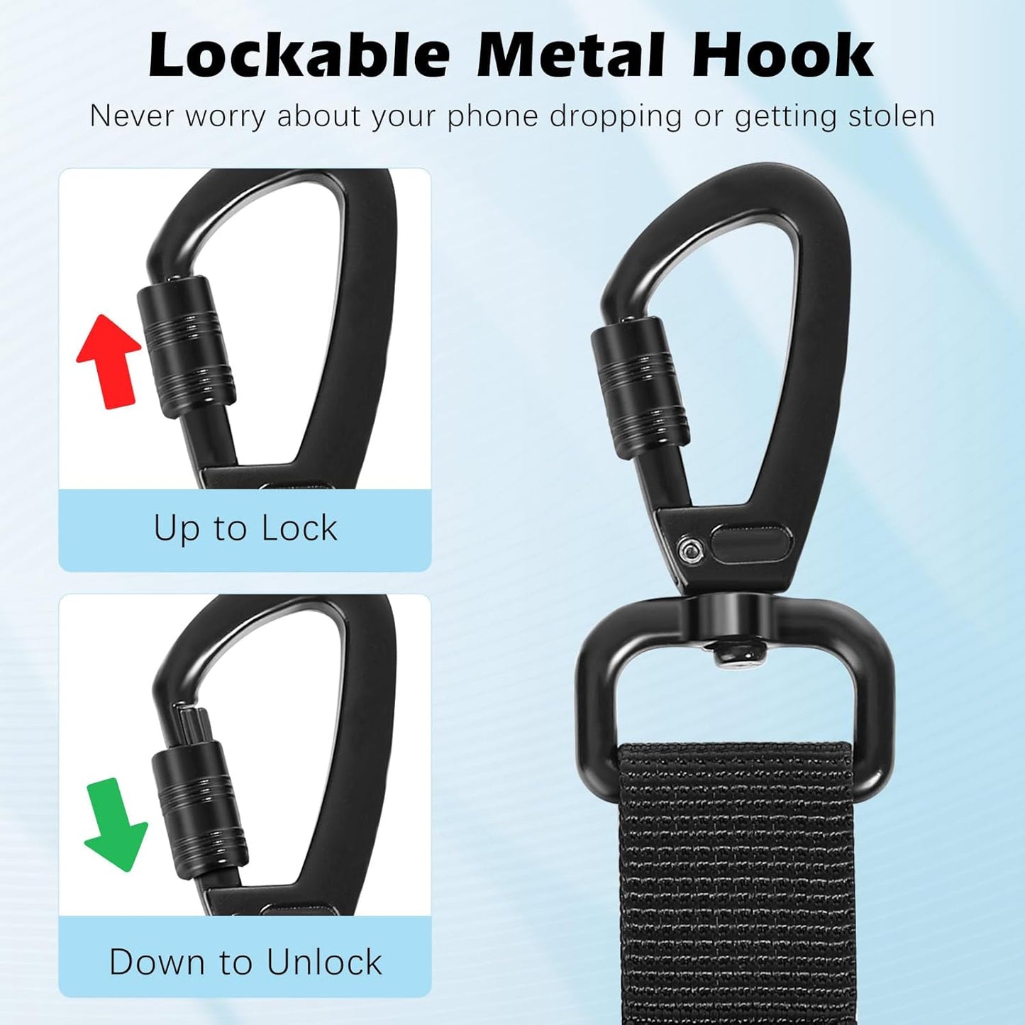 360 MoKo Anti-theft Phone Tether, Phone Lanyard & Keychain Retractable Steel Line Cellphone Strap with Locking