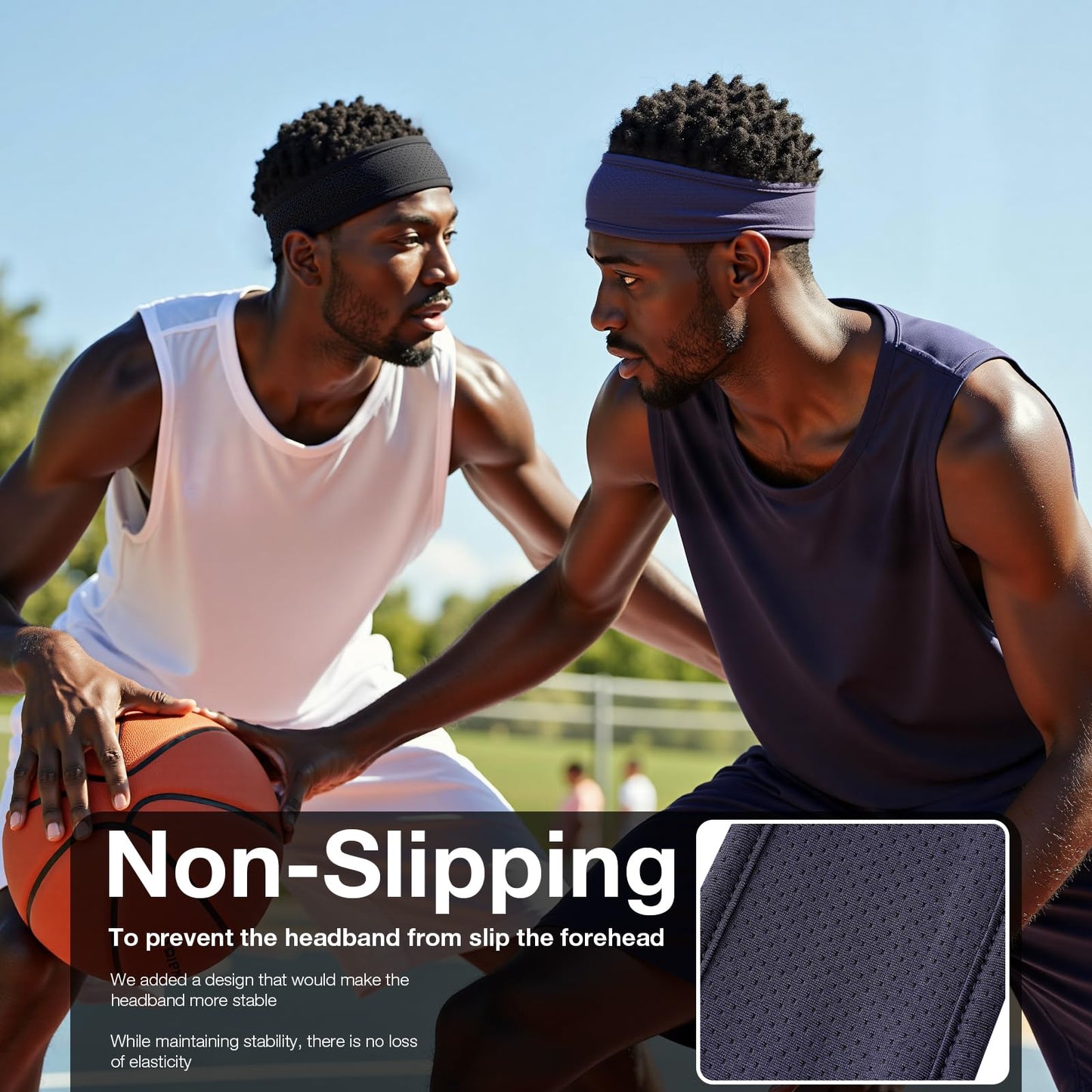 Braylin Men's Headband, 3-Pack Men's Sweatband, Sports Headband for Running, Cycling, Basketball, Fitness Workout, Unisex Headbands