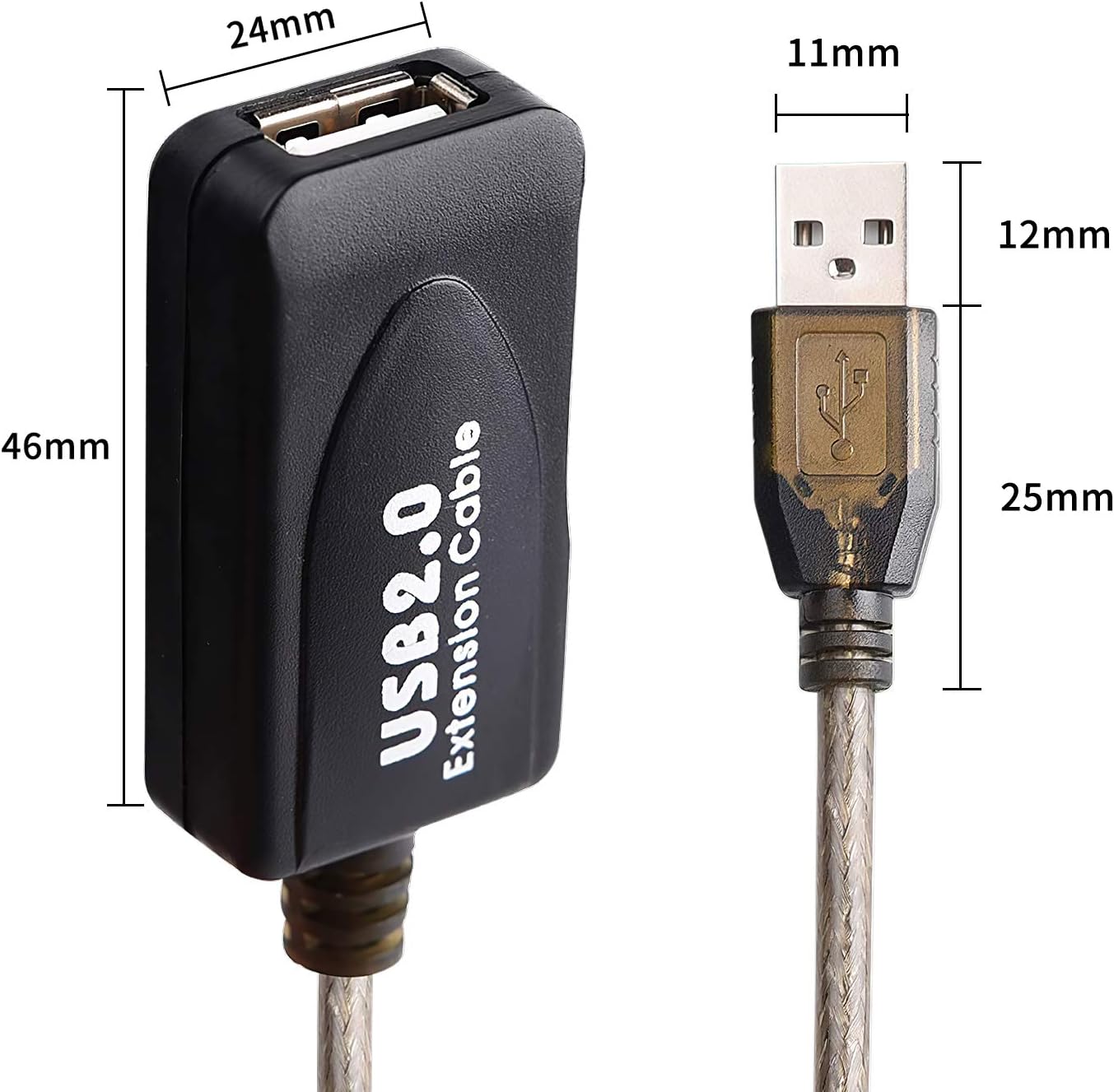 LDKCOK 2.0 480 (15FT-5M) USB Type A Male to A Female Active Repeater Extension Cable High Speed Mbps
