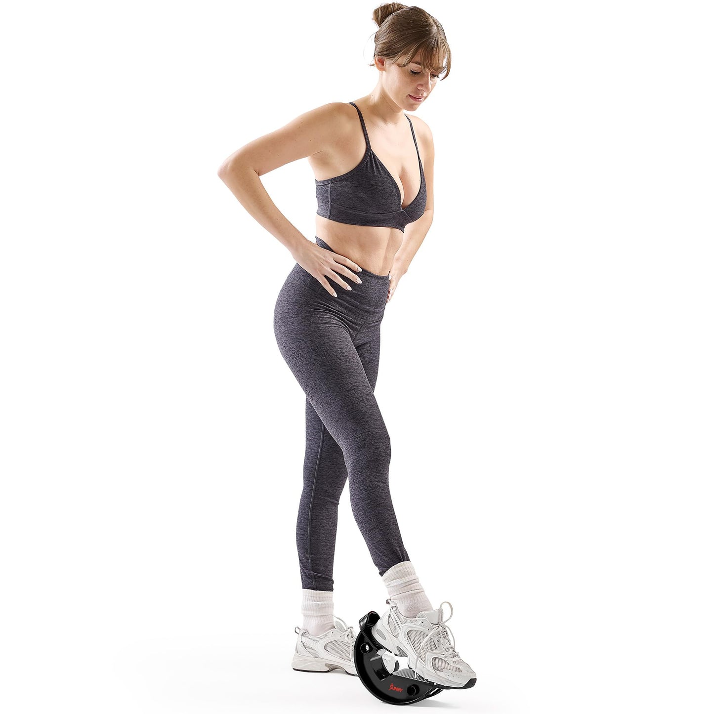 Sunny Health & Fitness Calf Stretcher and Foot Rocker for Plantar Tight Calves Relief Hamstring Ankle Strengthener Facetious Sling Stretch Fighter Stretching Device Mobility - NO. 108-GY