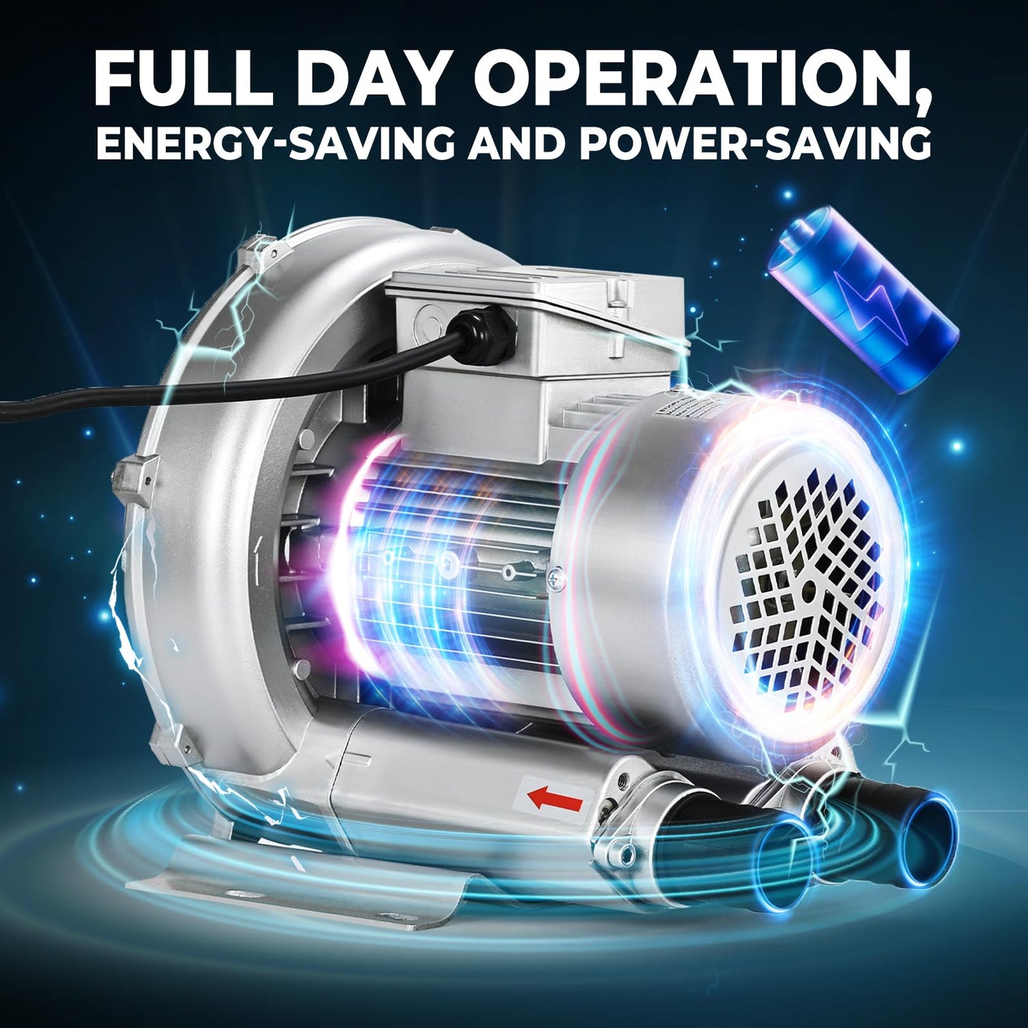 Byjoph 3/4HP Regenerative Blower, 77CFM 110V 60Hz Single Phase, High-Pressure Vortex Ring Blower, Industrial Vacuum Pump for Air Blowing Or Suction for Sewage Aeration Aquarium Fish Pond (0.74HP/550W)
