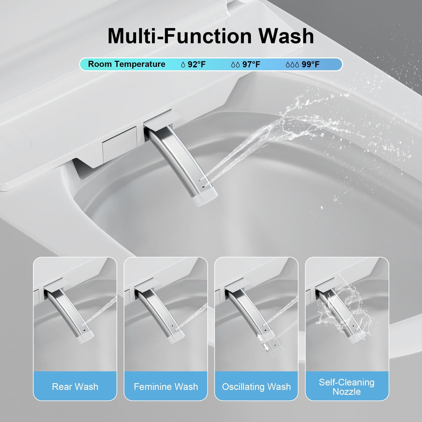 Smart Toilet with Bidet Built in, Elongated Toilet with Heated Seat, Dryer, Auto-Lift Lid, Soft Close, Electric Tankless Toilets for Bathroom with Auto Flush 1 GPF, MAP 1000g