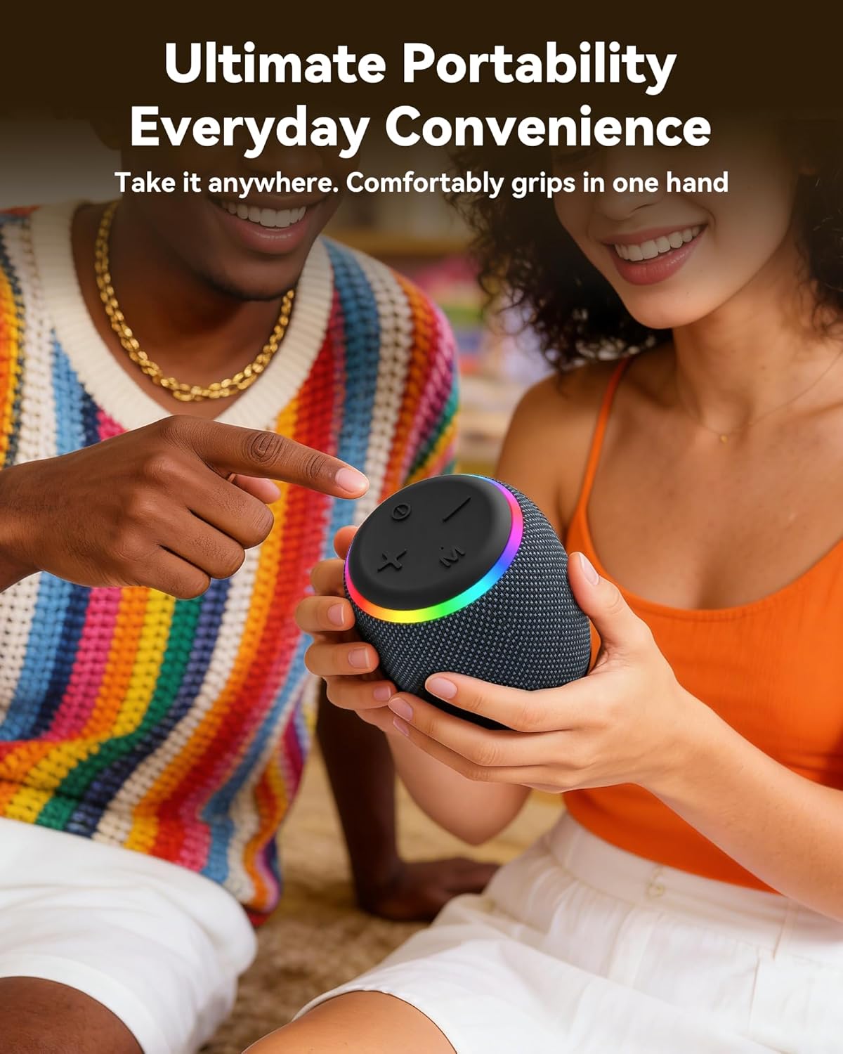 BassBloom 3 IPX6 12W 5.4, Room Portable Bluetooth Speaker, Waterproof, TWS Pairing, Powerful Stereo Sound with RGB