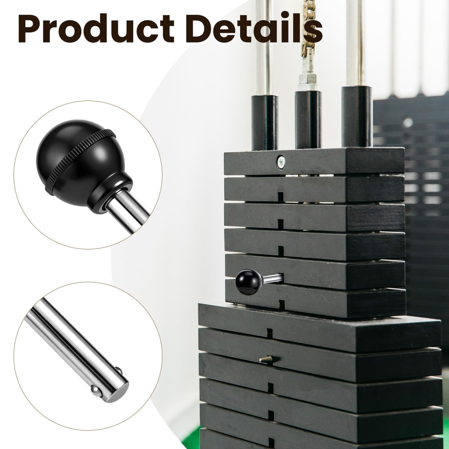 Gym Pins for Weight Stack, Weight Pins for WeightStack Machine 3/8" Diameter Weights Stacks Pin Black Heavy Duty Replacement Weights Machine Pin for Fitness Home Gym Strength Training Equipment