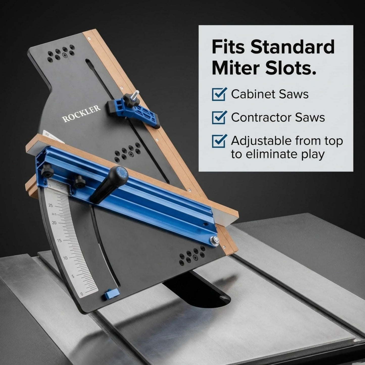 Rockler Table Saw Crosscut Sled with Telescoping Fence - Micro-Adjust Flip Stop & Hold-Down Clamp - Precision Crosscut & Miter Sled for Cabinet & Contractor Table Saws