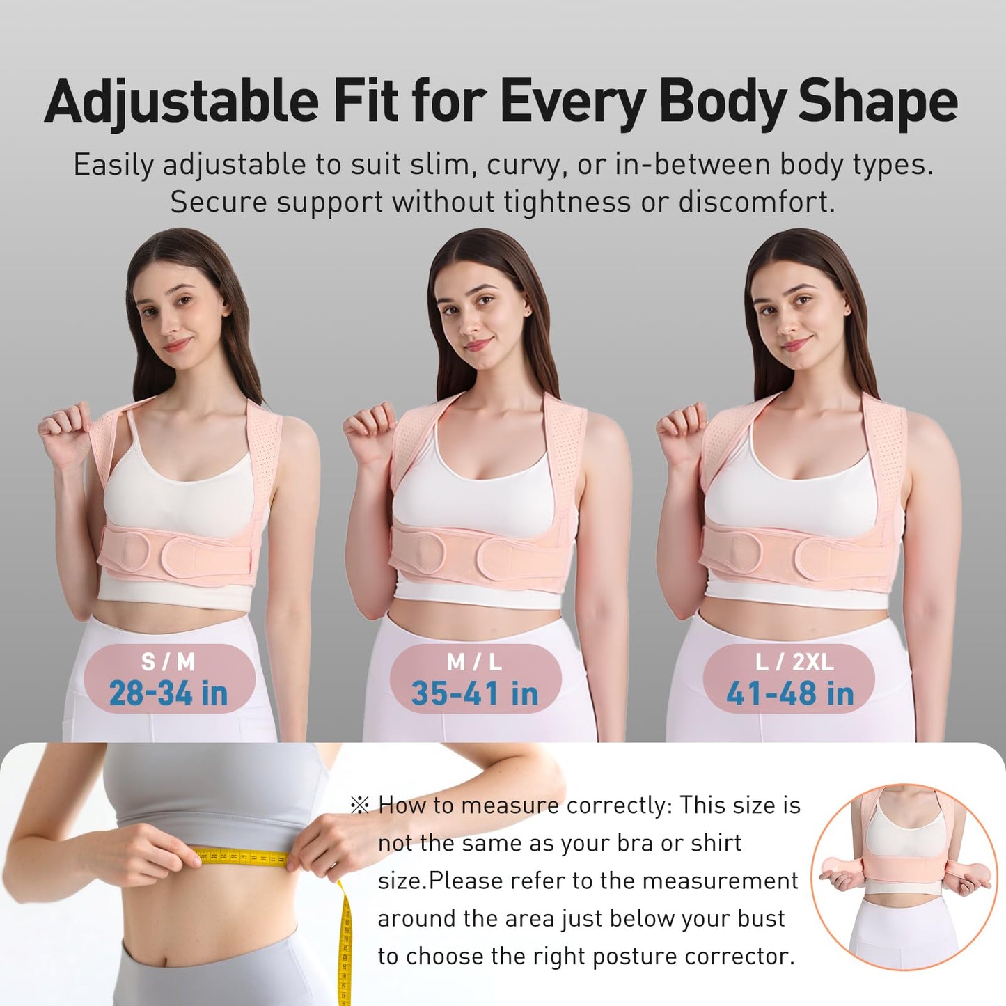 WNIEYO Back Brace Posture Corrector for Women Shoulder Straightener for Upper and Lower Back Pain Improving Postura Support Belt for Scoliosis (Pink,S/M)