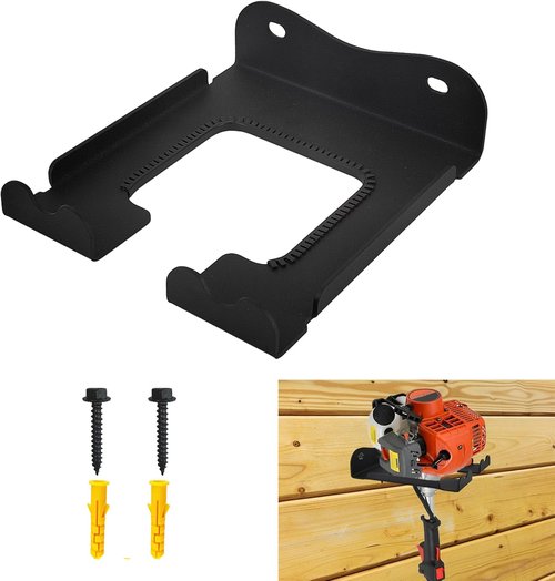 Ertuohg Garage Organizer - Heavy Duty Steel Trimmer Rack | Wall Mounted Garden Tool Storage, Black, 5.9 x 4.9 x 1.5 Inches