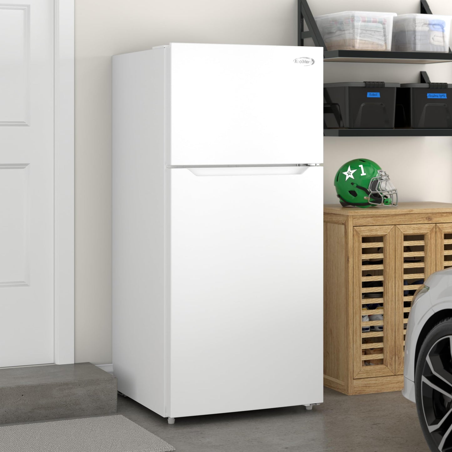 KoolMore 28 Inch 14 Cu Ft Top Freezer Refrigerator, White, Freestanding Full Size Fridge Freezer for Home Kitchen or Garage