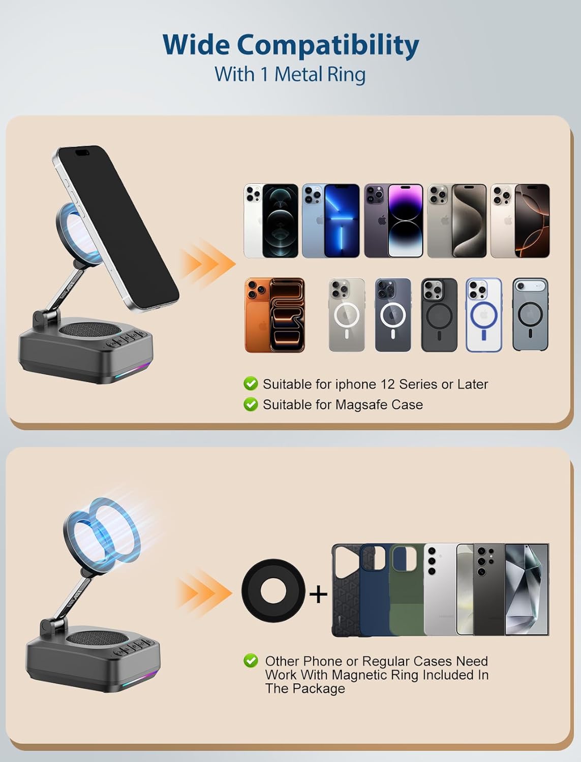 GBEAST for Magsafe Phone Stand with Bluetooth Speaker, Adjustable Cell Phone Holder for Desk,Stereo Sound Bluetooth