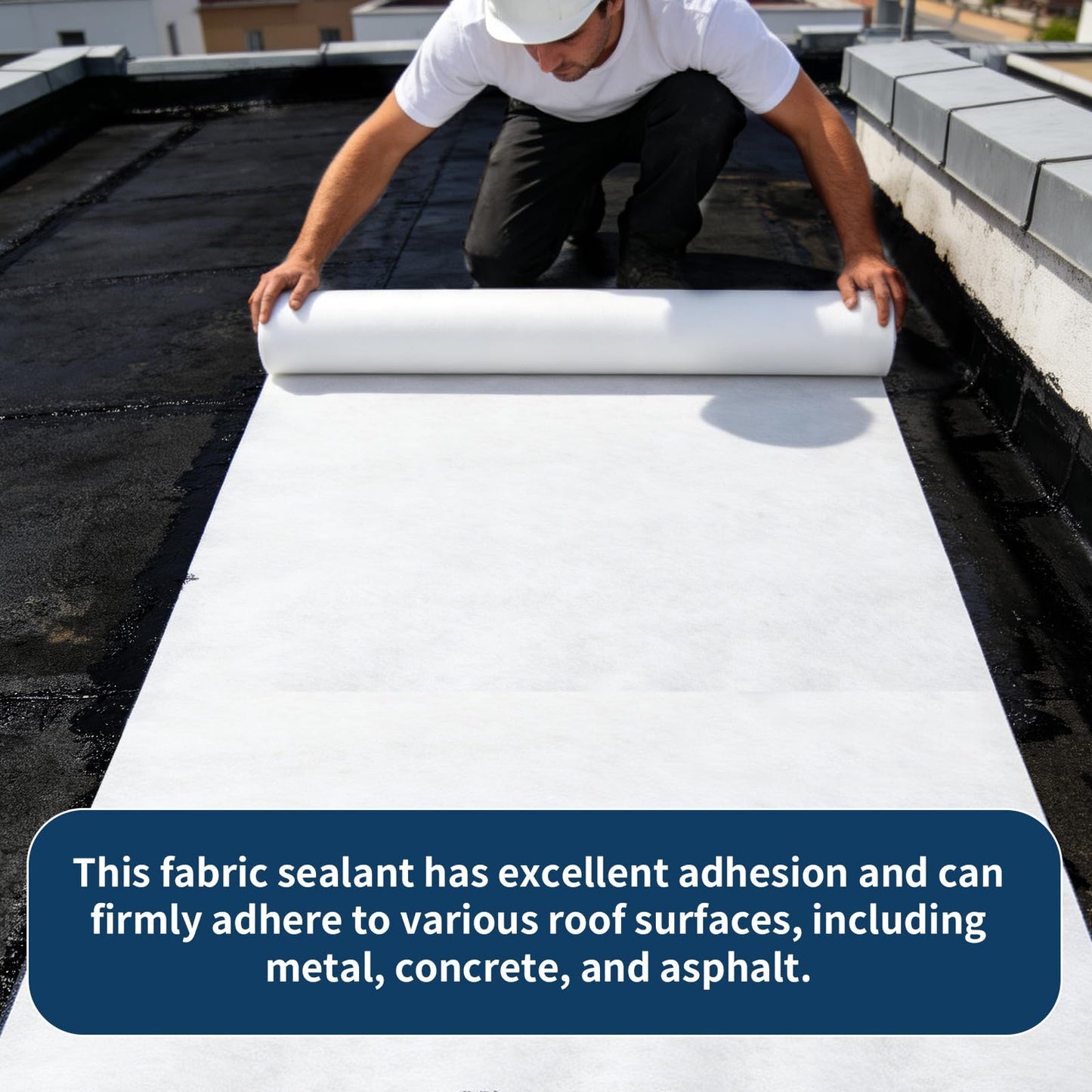 Contouring Polyester Roof Reinforcement Fabric, 40 Inch By 200ft Flexible Contour Roof Fabric Roofing Tool and Polyester Sealer to Reinforce Strength for Robust Structure