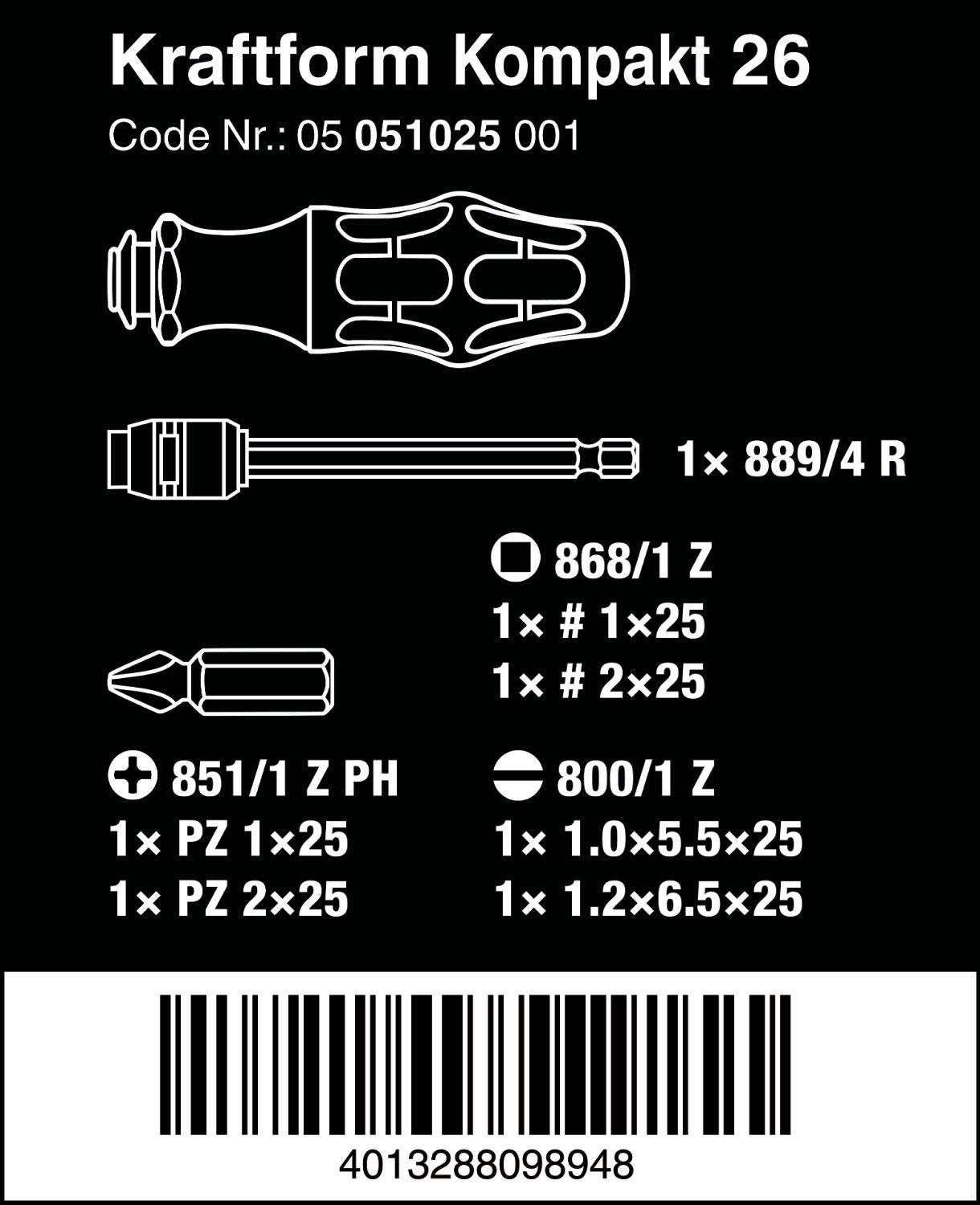 Wera KK 26 7-In-1 Bitholding Screwdriver - Removable Bayonet Blade for Versatile Use