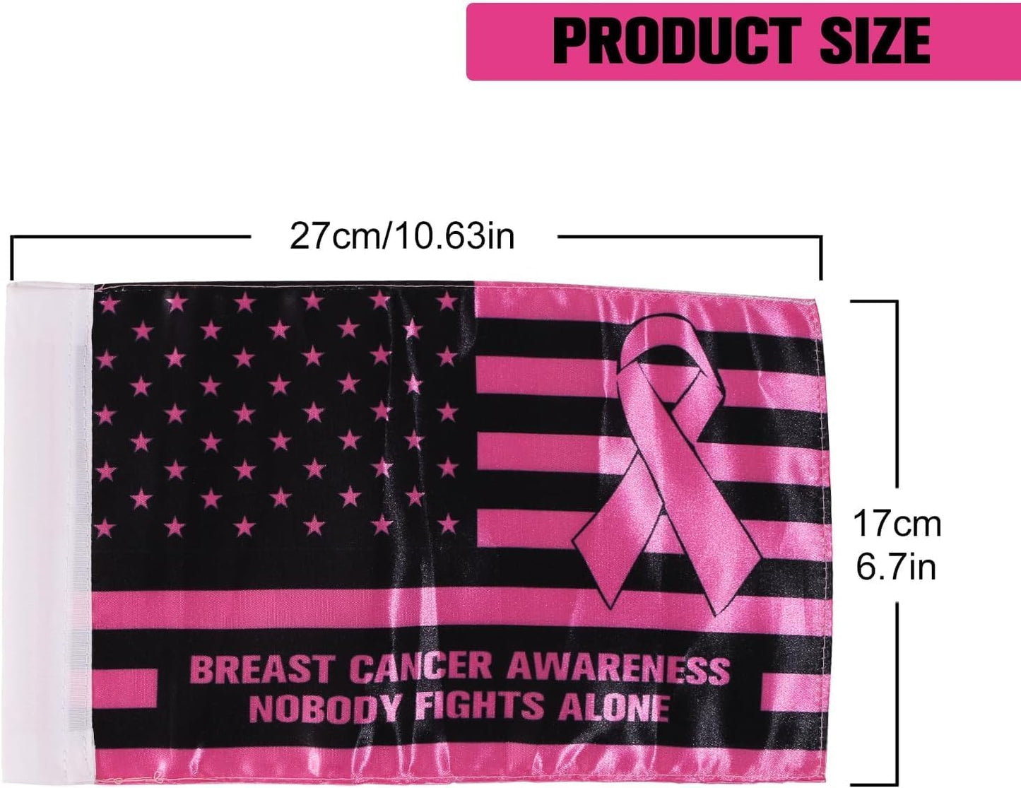 Rouge Motorcycle Flag - 6x10 Inch Double-Sided Breast Cancer Awareness Flag | Durable Satin Polyester