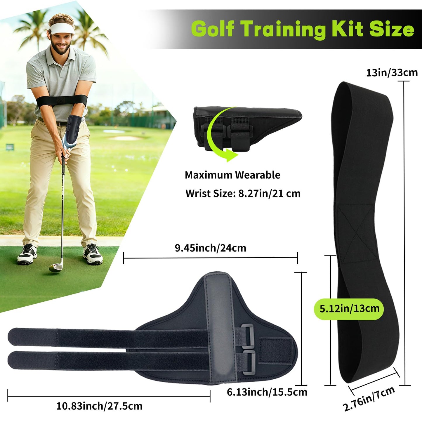 Ciawlro Golf Wrist Training Aid Kit with Wrist Brace & Arm Band, Durable & Comfortable Swing Trainer to Keep Arms Connected & Stabilize Wrist, Improve Swing Consistency for Beginners & Practice