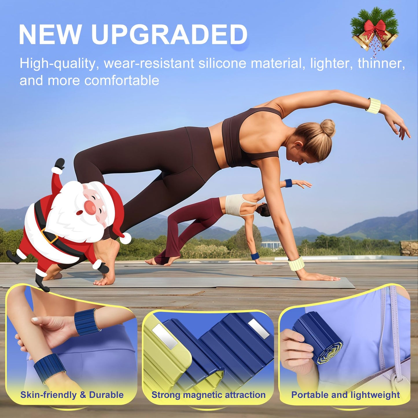 Lxlivn Wrist Weights, Ankle Weights for Women, 2 Pack (2.2LB Each)–Stackable Magnetic, Silicone (Waterproof), Non-Slip, Easy Wear, Adjustable (Men & Women), Ideal for Jogging/Yoga & More, Great Gift
