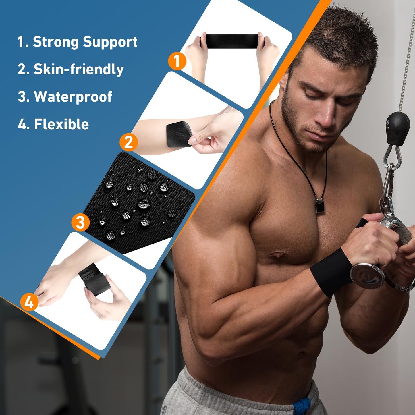 Precut Kinesiology Tape for Thumb Right, KTQUICK 12PCS Waterproof & Hypoallergenic Latex-Free Athletic Tape for Thumb Support, Wrist & Thumb Brace, Elastic Breathable Long-Lasting Thumb Tape (Black)