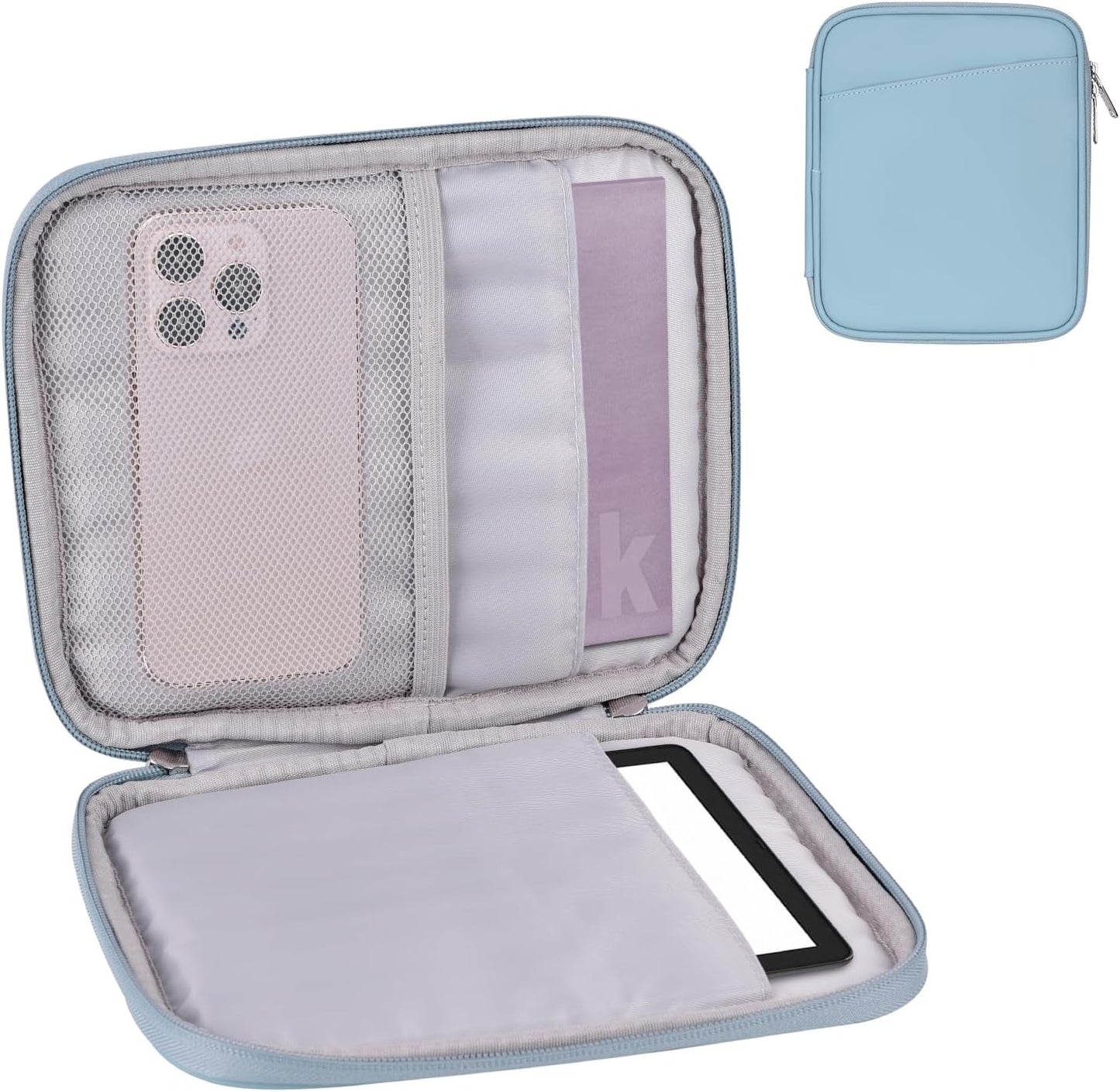 Cayeelu 6-7 Inch Padded Sleeve Pouch for eBook/E-Reader/Kindle Paperwhite/Kindle Oasis (Misty Blue-PU)