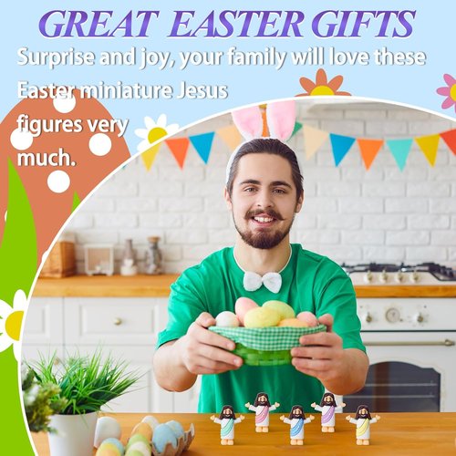 Little Jesus Figurines - 50 Bulk Mini Jesus Statues with Prayer Cards & Bags | Perfect for Easter Favors
