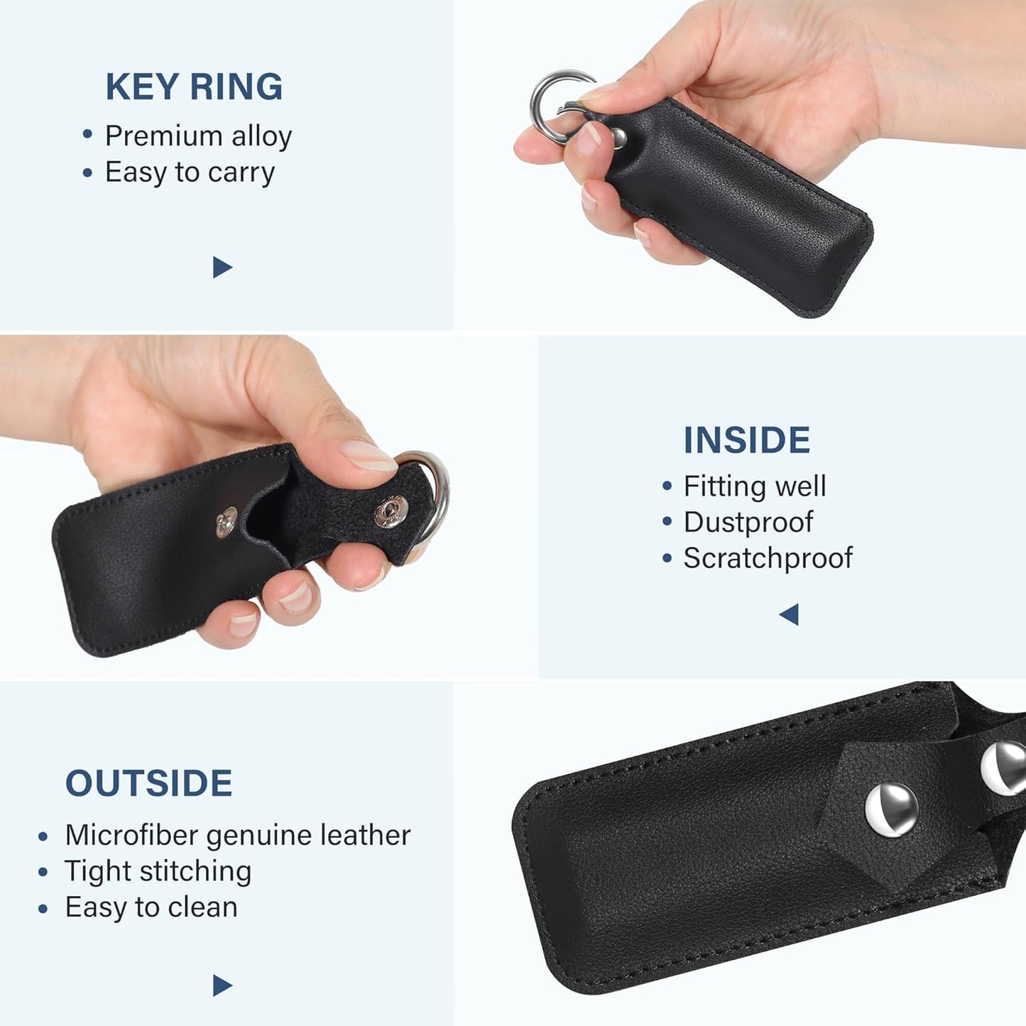 Veeloon 2 Pack, Genuine Leather USB Flash Drive Holder Anti Lost Small Protective Case Cover with Keychain, Portable