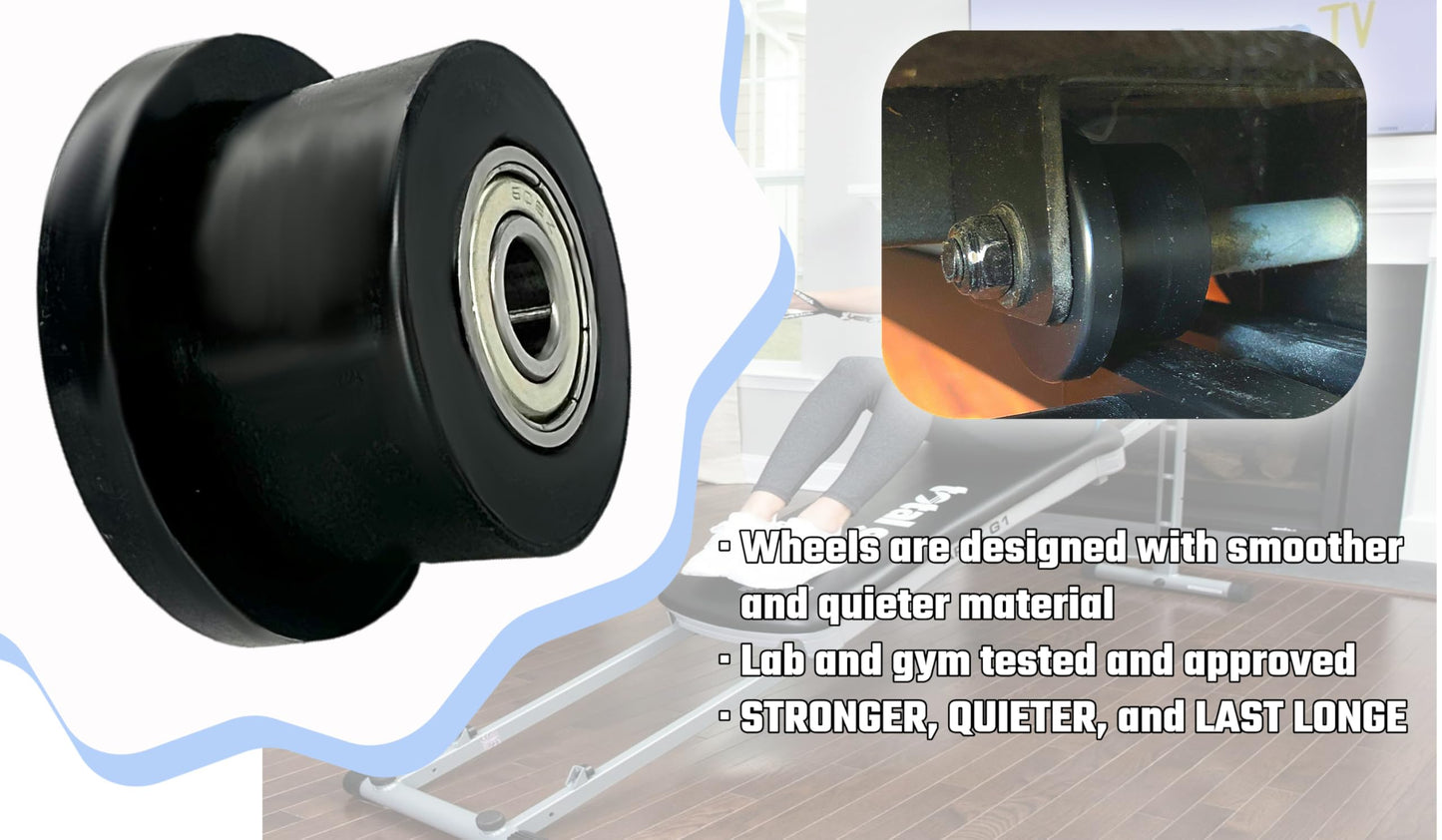 HCLLPS 4-Pack Universal Gym Machine Roller Wheels - Heavy-Duty Black Plastic Rollers for Multi-Model Home Fitness Equipment, Direct Replacement for Worn Exercise Machine Components