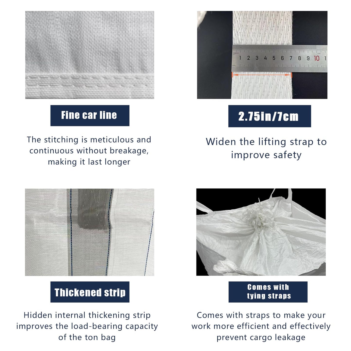 S-Helper FIBC Bulk Bag - 2650 lbs Capacity, 39x39x39 inches, Polypropylene (PP), Open Top, White, Rectangular, Reusable, 10-Pack