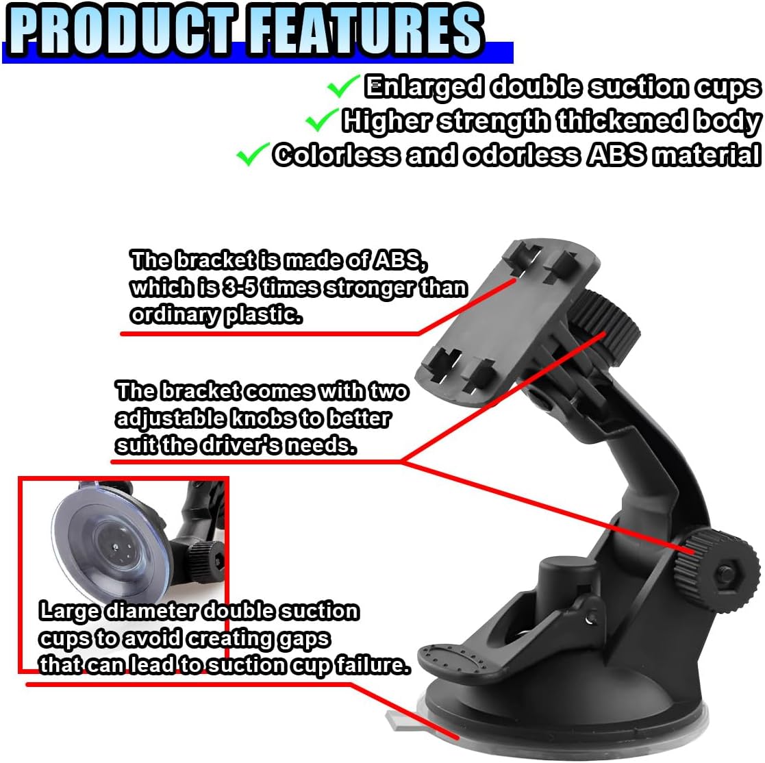 DUSCOKE 4.3"/5" (1PC) Windshield Mount for Backup Camera Display Monitor - Rear View Camera Screen Mounting Bracket