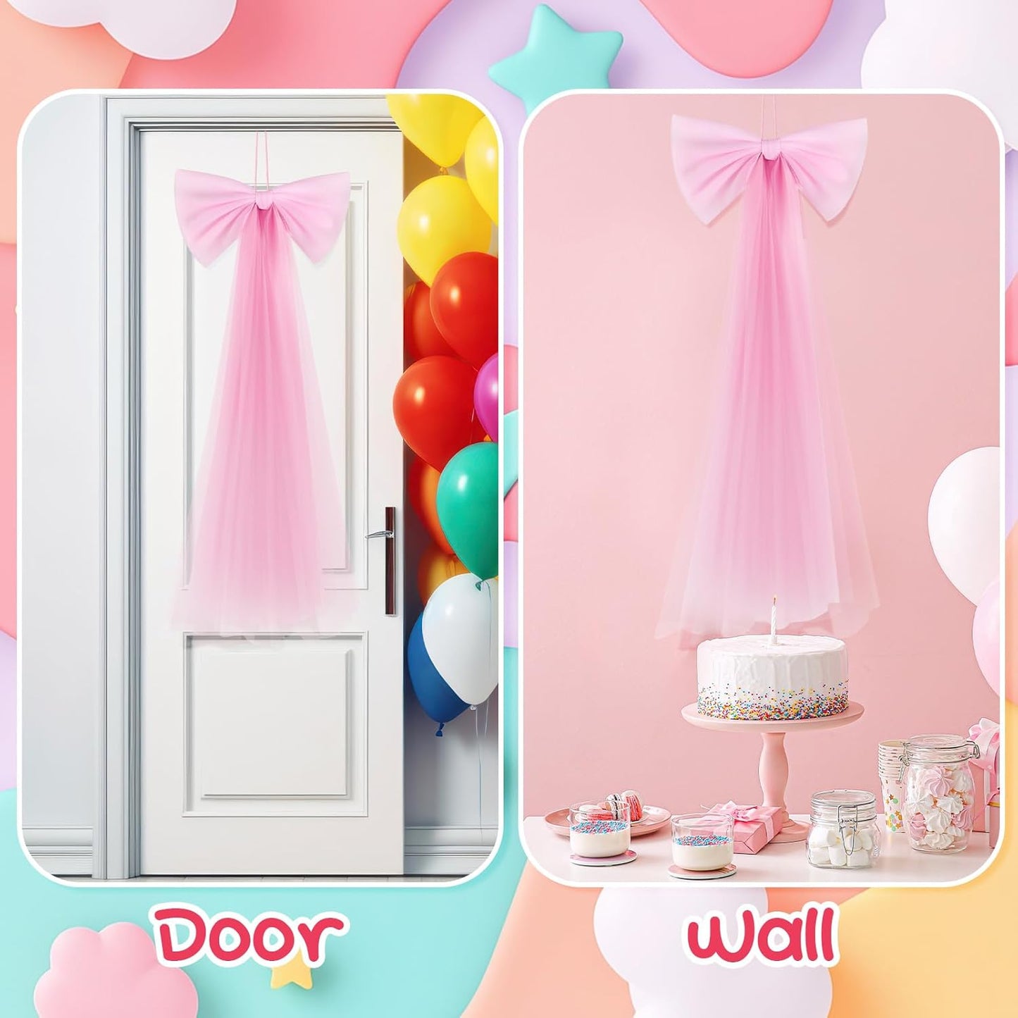 Zeyune Giant Pink Bow | 13.4 x 28.7 Inch Party Decoration for Birthdays, Weddings & Showers