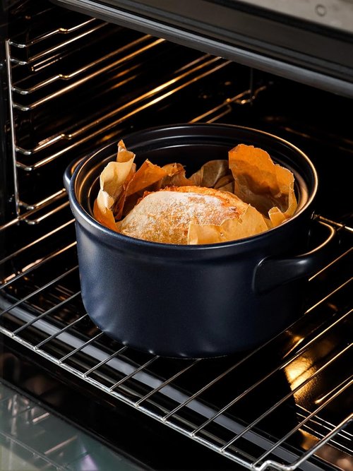 LE TAUCI 3 Quart Ceramic Dutch Oven - Lightweight & Non-Toxic | Oven, Microwave & Dishwasher Safe, Midnight Blue