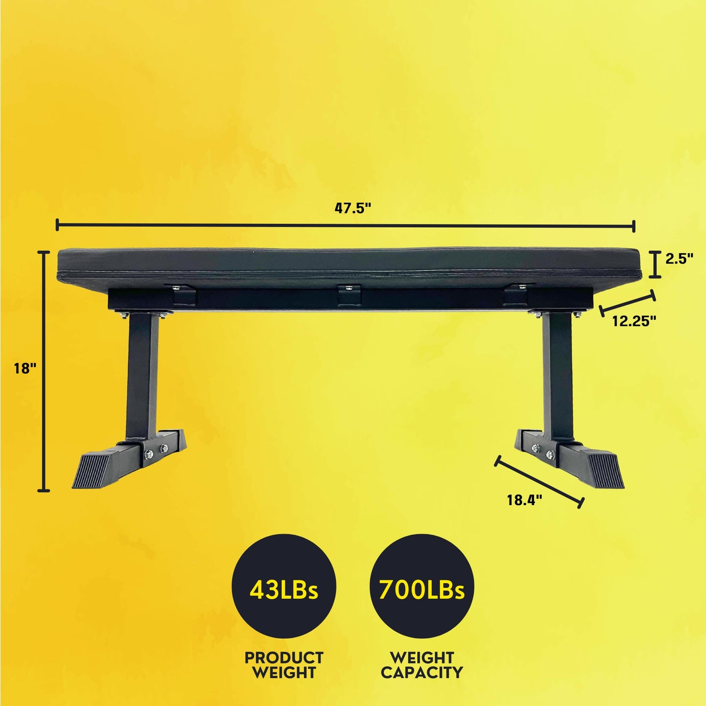 HulkFit Pro Series Flat Workout Bench - Black