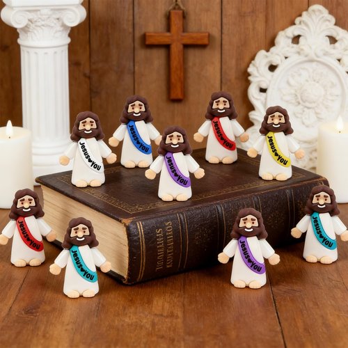54 Pack Little Jesus Figurines in Bulk, Pocket Jesus Loves You, Jesus Small Figures, Little Tiny Jesus Figures for Church Christmas Party Favors Baptism Gifts Religious Gifts for Easter Egg Stuffers