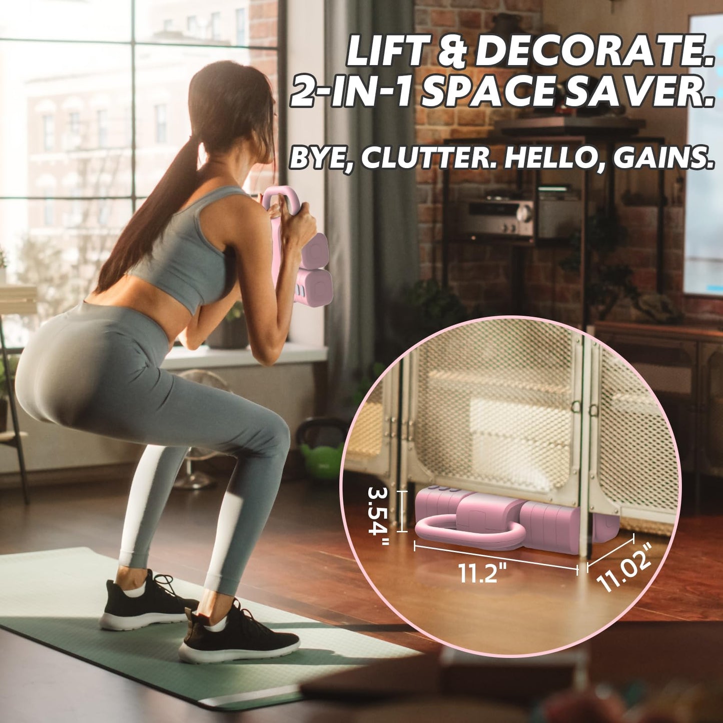 Adjustable Dumbbell Set of 2, 4 in 1 Free Weights Dumbbells Set for Women with Fast Adjustment, Each 2lb 3lb 4lb 5lb Hand Weights Set for Home Gym & Outdoor Exercise Training (Pink)
