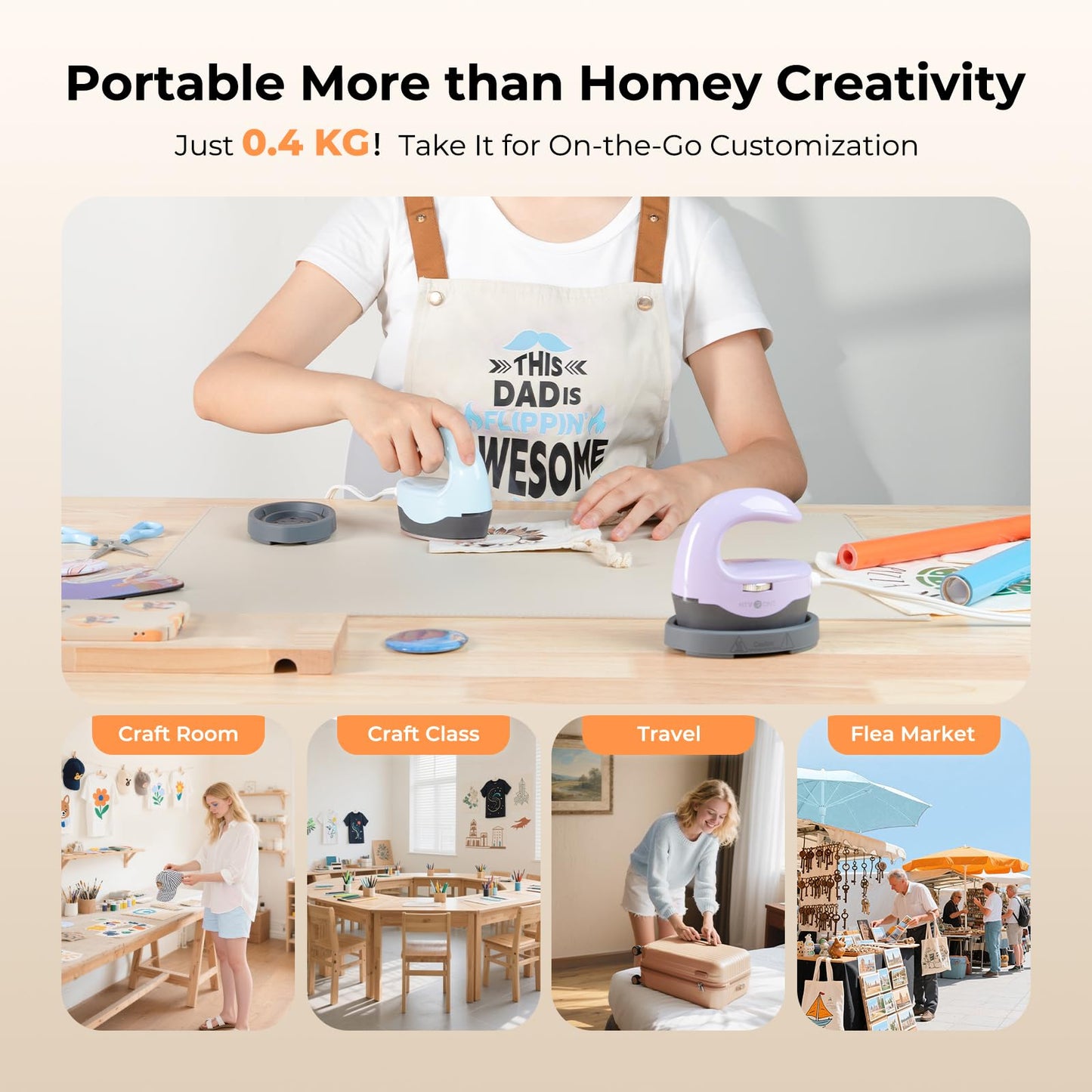 HTVRONT Auto Tumbler Heat Press Machine White + Heat Press H1 Mini Heat Press Machine Bubble Blue