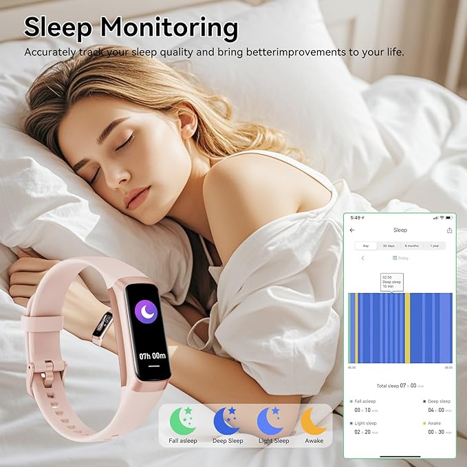 Fitness Tracker with 24/7 Heart Rate, Blood Oxygen Blood Pressure Sleep Monitor, Activity Trackers 5 ATM Waterproof,Step Calorie Counter Pedometer Health Smart Watch for Women Men