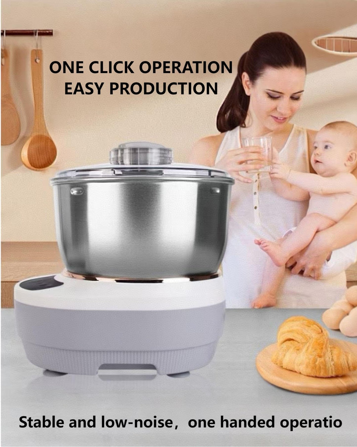 Aptovpvp Electric Dough Machine With Fermentation Function, Microcomputer Timing, Front Touch Panel, 6.3qt(7L), 304 Stainless Steel, Used For Bread, Pizza, Pancake, Dumpling Dough And Sourdough