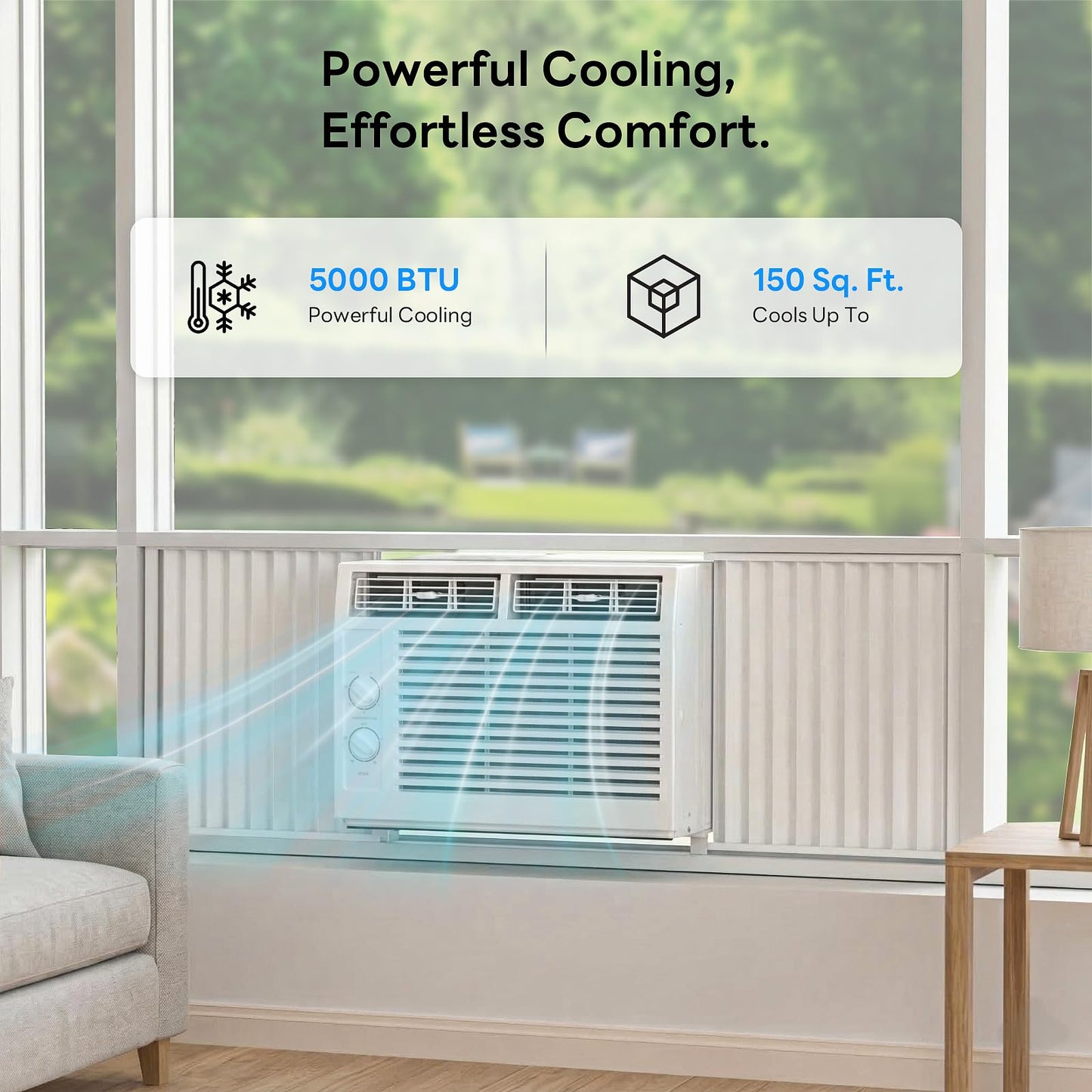 ZAFRO 5,000 BTU Window Air Conditioner Cools Up to 150 Sq.Ft.,Window AC Units with Cool,Fan,Washable Filter,Quiet Operation,Easy to Use for Bedroom,Small Rooms,White