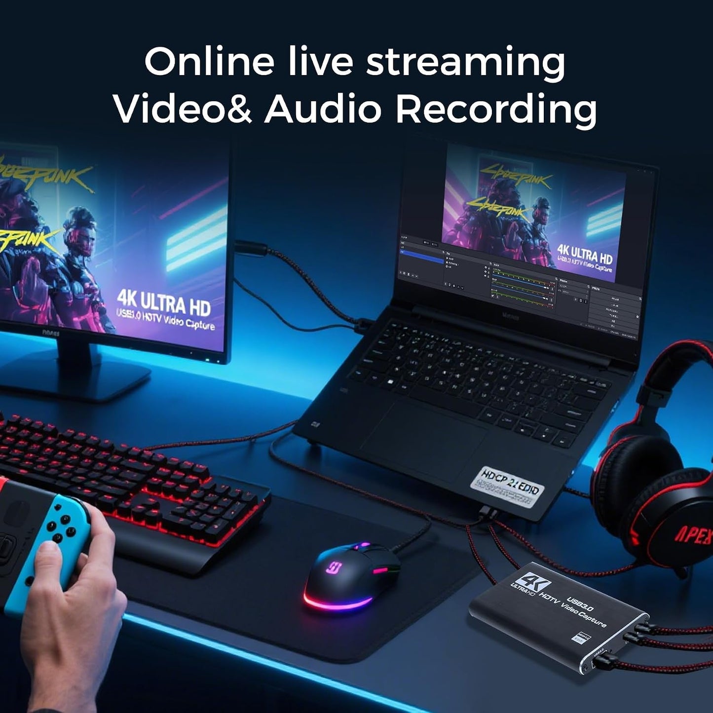 RGBlink 4K 3.0 1080P 60FPS, PS5, MSP231 HDMI Capture Card for Streaming & Gaming, USB Audio Video Capture Device Low