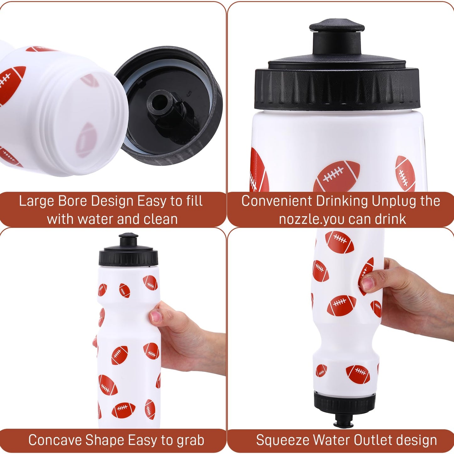 Talltalk 24 Pcs Football Party Favors 24 oz Water Bottle Gift for Football Team with Drawstring Bag Tumbler Cup Sports Themed Accessories for Event Gift Supplies