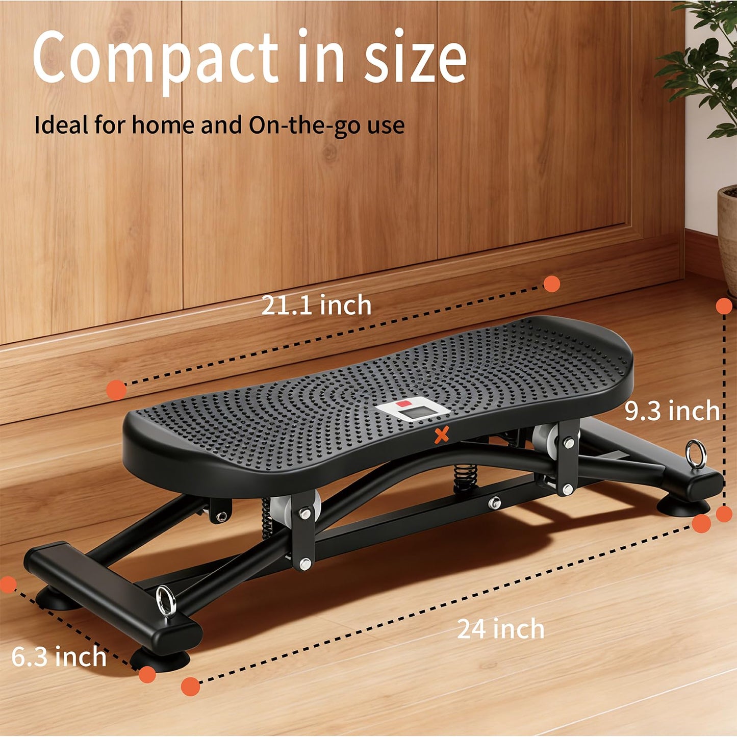 Balance Board for Adults, Rocking Stepper with Resistance Bands, Portable Wobble Board with LCD Monitor, 300 lbs Capacity Ski Trainer for Full Body Workout at Home Gym (Black)