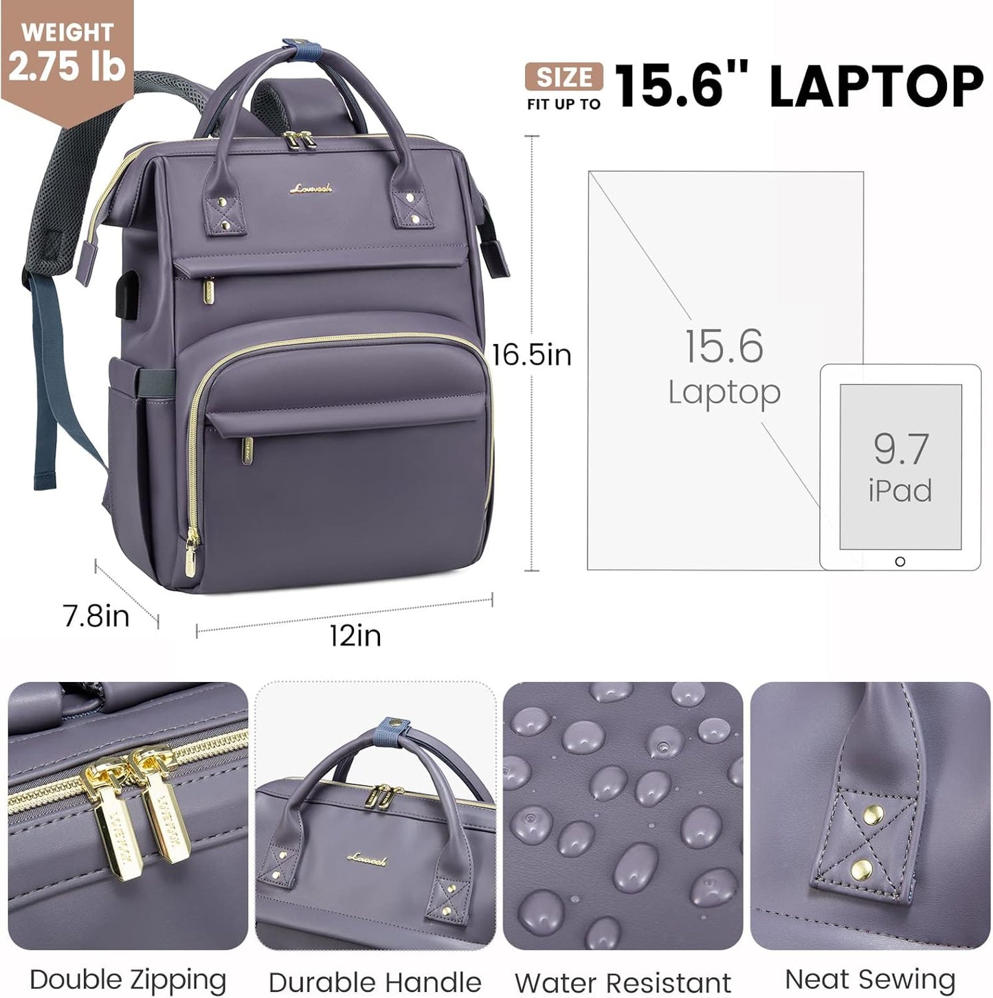 Backpack 15.6 inch,Travel Backpack Backpack Backpack LOVEVOOK Leather Laptop for Women Purse Nurse Teacher Computer