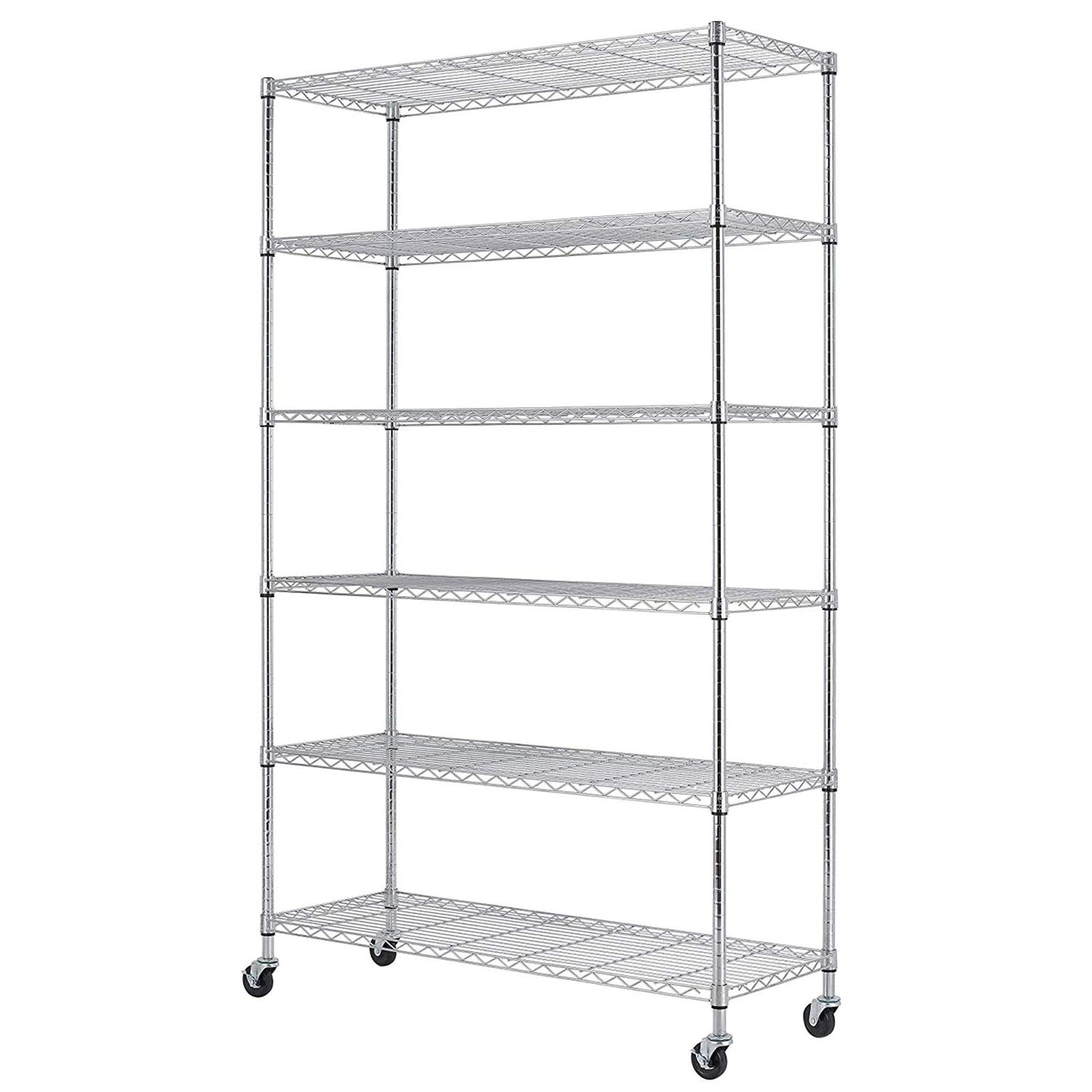 BestMassage 82"x45"x18" 6 Tire Wire Shelving Unit NSF Storage Shelves Large Heavy Duty Metal Shelf Organizer Height Adjustable Commercial Grade Steel Rack 2100 LBS Capacity with Wheels (Chrome)