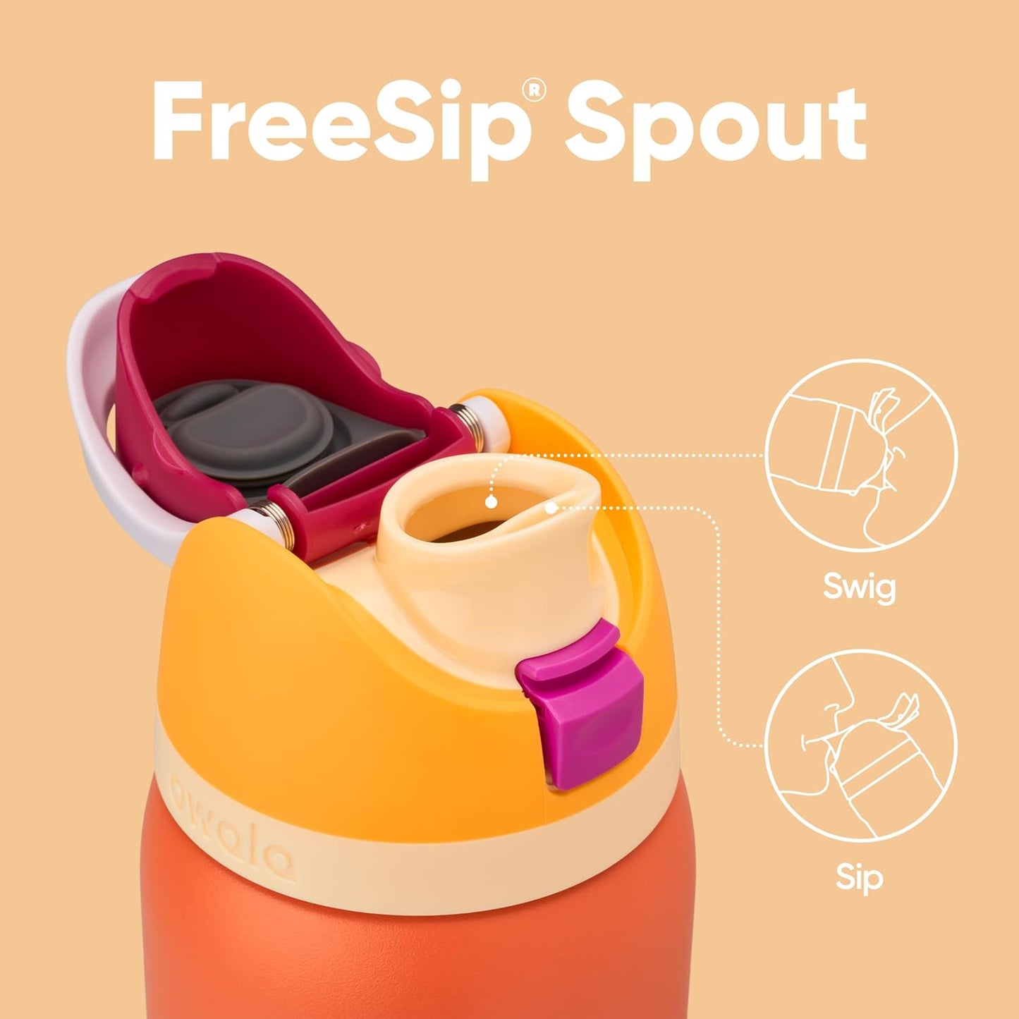 Owala FreeSip Insulated Stainless Steel Water Bottle - BPA-Free, 24 oz, Citrus Crush for Sports & Travel