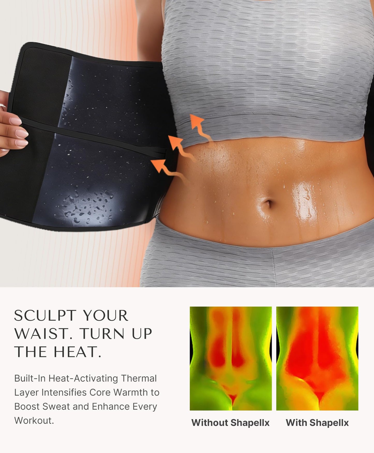 SHAPELLX Sauna Waist Trainer Women Sweat Band Belt for Women Lower Belly Fat Working Out Waist Trimmer Sauna Suit BlackL