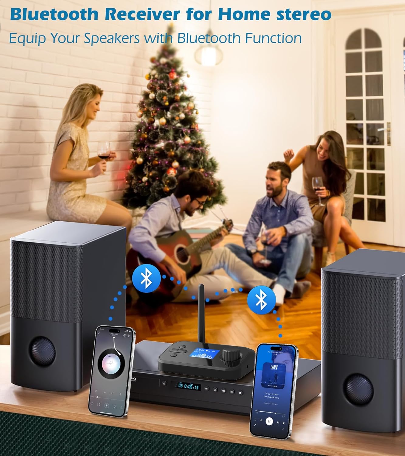 KAIY 3.5mm/Optical/TF Bluetooth Transmitter for TV Dual Headphones, Bluetooth Adapter for TV LCD Display Adjustable